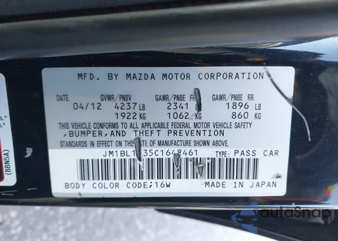 2012 Mazda Mazdaspeed3 Touring from USA, damaged, VIN JM1BL1L35C1648461